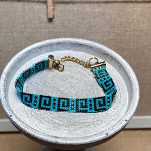 Blue and Black Beaded Bracelet Hand Crafted by Bloom Design Studio